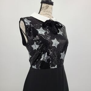 Modcloth Sequin Star Collared A-Line Dress